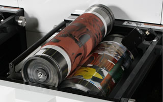 Close Up of a Print Cylinder on a Flexographic Press